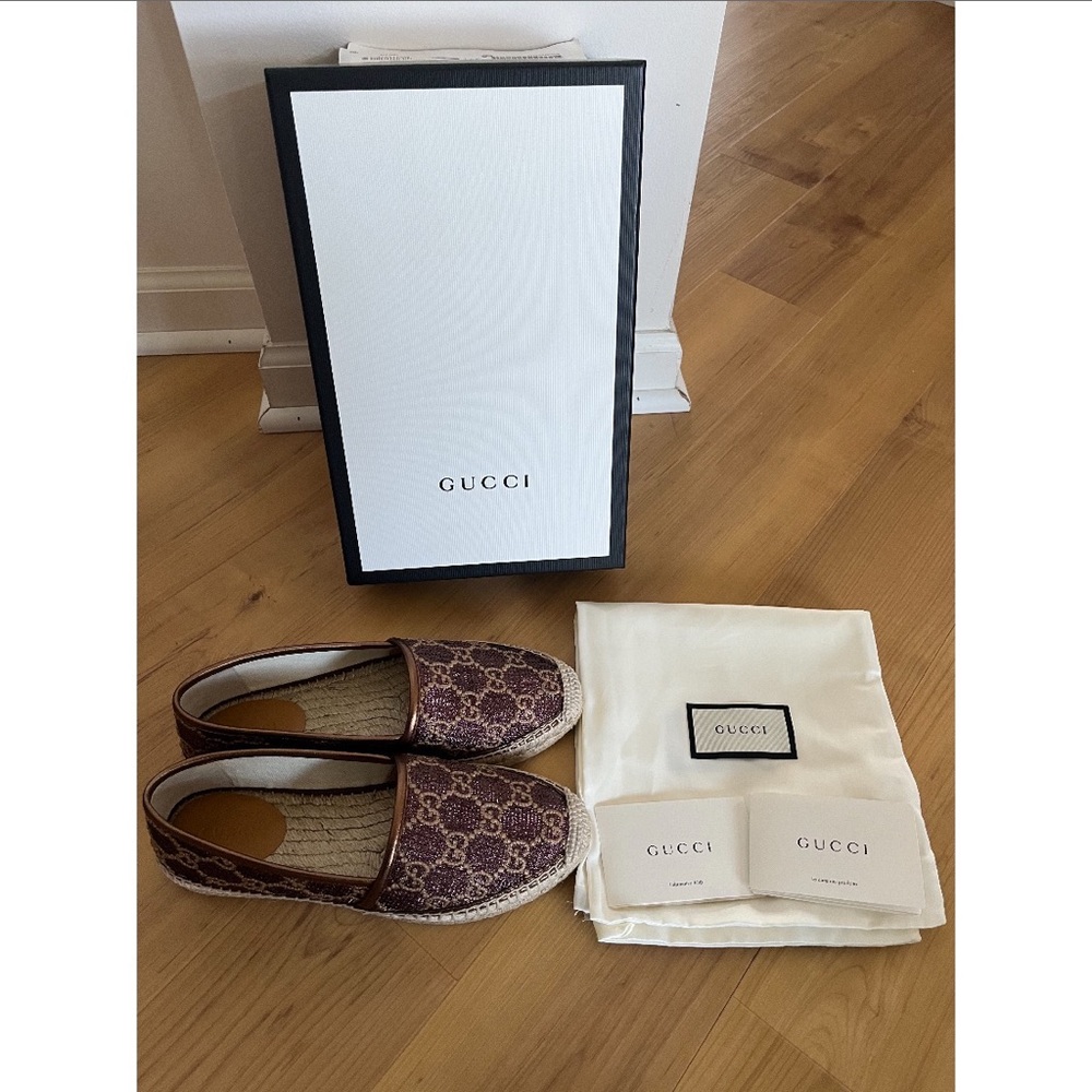 Gucci Heritage Espadrilles. 37.5. Brown/Beige/Bronze. New!